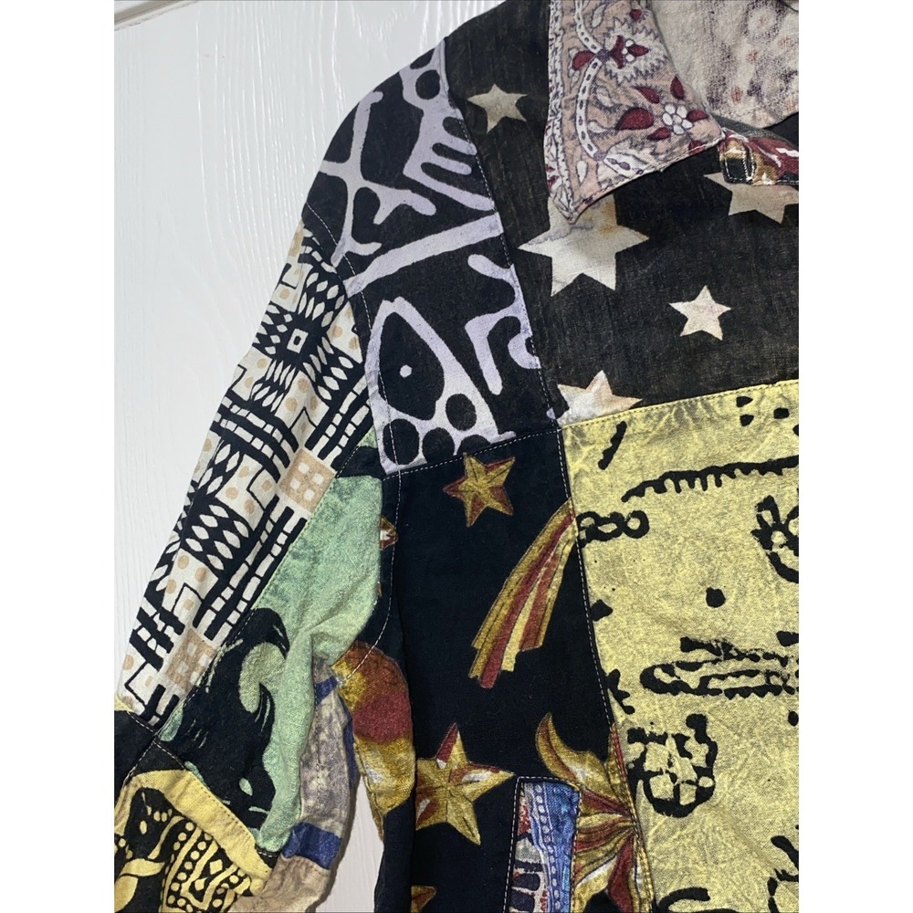 Sacred Threads Patchwork Cotton Jacket Boho Artto Wear M/L Made in India  Artsy - Picture 6 of 11
